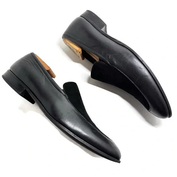 MEZLAN BLACK LEATHER SUEDE LOAFERS - Picture 5 of 9